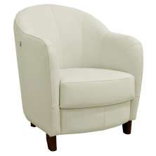 Poltrona Decorativa Sala de Estar Pés Madeira Kairós Couro Off White G03 - Gran Belo
