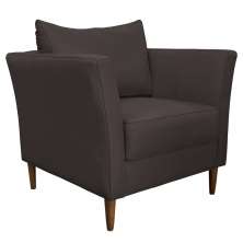 Poltrona Decorativa Sala de Estar Pés Palito Lubbock Couro Marrom G58 - Gran Belo