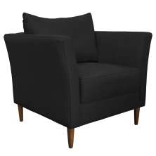 Poltrona Decorativa Sala de Estar Pés Palito Lubbock Couro Preto G58 - Gran Belo
