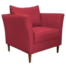 Poltrona Decorativa Sala de Estar Pés Palito Lubbock Couro Vermelho - Gran Belo
