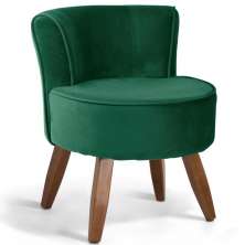 Poltrona Decorativa Sala de Estar Pés de Madeira Ayla Veludo Verde G15 - Gran Belo
