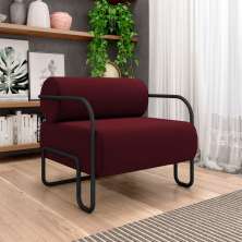 Poltrona Decorativa Sala de Estar Polatsk Base Industrial de Ferro Veludo Bordô G33 - Gran Belo