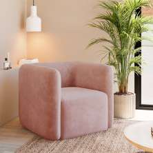 Poltrona Decorativa Sala de Estar Trinidad Base Fixa Veludo Rosê G33 - Gran Belo