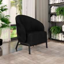 Poltrona Decorativa Sala de Estar kenya Pés em Ferro Pu Preto G33 - Gran Belo