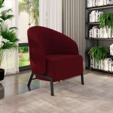Poltrona Decorativa Sala de Estar kenya Pés em Ferro Veludo Preto/Bordô G33 - Gran Belo