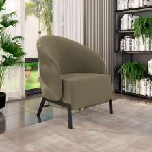 Poltrona Decorativa Sala de Estar kenya Pés em Ferro Veludo Preto/Castor G33 - Gran Belo