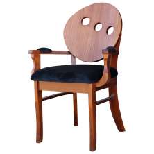 Poltrona Decorativa Sala de Jantar Teseu Madeira Maciça Poliéster Preto/Imbuia G42 - Gran Belo