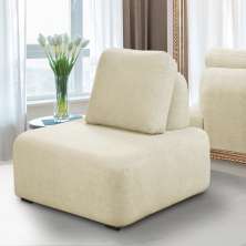 Poltrona Decorativa Santiago Sala de Estar Pés em Madeira Bouclê Off White G89 - Gran Belo