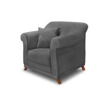 Poltrona Decorativa com 1 Almofada Armstrong Suede Cinza G63 - Gran Belo