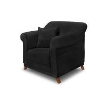 Poltrona Decorativa com 1 Almofada Armstrong Suede Preto G63 - Gran Belo