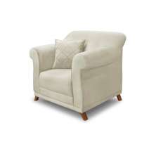 Poltrona Decorativa com 1 Almofada Armstrong Veludo Bege G63 - Gran Belo
