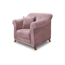 Poltrona Decorativa com 1 Almofada Armstrong Veludo Lilás G63 - Gran Belo