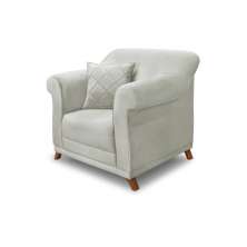 Poltrona Decorativa com 1 Almofada Armstrong Veludo Prata G63 - Gran Belo