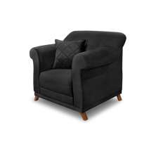 Poltrona Decorativa com 1 Almofada Armstrong Veludo Preto G63 - Gran Belo