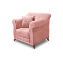 Poltrona Decorativa com 1 Almofada Armstrong Veludo Rosa G63 - Gran Belo