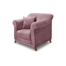 Poltrona Decorativa com 1 Almofada Armstrong Veludo Uva G63 - Gran Belo