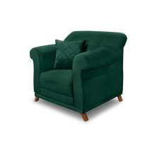 Poltrona Decorativa com 1 Almofada Armstrong Veludo Verde Floresta G63 - Gran Belo