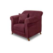 Poltrona Decorativa com 1 Almofada Armstrong Veludo Vinho G63 - Gran Belo