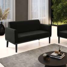 Poltrona Namoradeira Decorativa Isabella Pés Fixo em Madeira Preto Suede Preto G19 - Gran Belo
