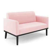 Poltrona Namoradeira Decorativa Isabella Pés Fixo em Madeira Preto Suede Rosa Bebê G19 - Gran Belo