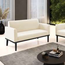 Poltrona Namoradeira Decorativa Isabella Pés Fixo em Madeira Preto Veludo Bege G19 - Gran Belo