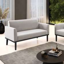 Poltrona Namoradeira Decorativa Isabella Pés Fixo em Madeira Preto Veludo Cinza G19 - Gran Belo
