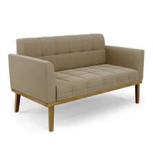 Poltrona Namoradeira Decorativa Karen Pés Fixo em Madeira Castanho Suede Nude G19 - Gran Belo