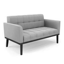 Poltrona Namoradeira Decorativa Karen Pés Fixo em Madeira Preto Suede Cinza G19 - Gran Belo