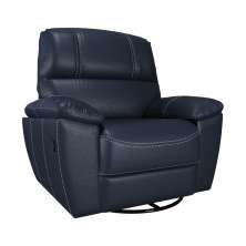 Poltrona do Papai Reclinável Giratória Armênia Glider Mecânico Couro Azul G40 - Gran Belo