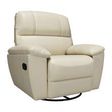 Poltrona do Papai Reclinável Giratória Armênia Glider Mecânico Couro Off White G40 - Gran Belo