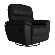 Poltrona do Papai Reclinável Giratória Glider Mecânico Armênia Couro Preto G40 - Gran Belo