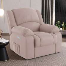 Poltrona do Papai Reclinável Sala de Cinema Madrid Elétrica Touch Massagem USB Veludo Rosê  G23
