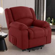 Poltrona do Papai Reclinável Sala de Cinema Madrid Elevação Lift Elétrico Veludo Vermelho  G23
