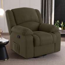 Poltrona do Papai Reclinável Sala de Cinema Madrid Glider Manual Giratória Massagem USB Veludo Capuccino  G23