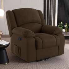 Poltrona do Papai Reclinável Sala de Cinema Madrid Glider Manual Giratória Massagem USB Veludo Marrom  G23