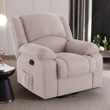 Poltrona do Papai Reclinável Sala de Cinema Madrid Glider Manual Giratória USB Veludo Rosê  G23