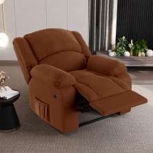 Poltrona do Papai Reclinável Sala de Cinema Madrid Power Elétrica Massagem USB Veludo Terracota  G23
