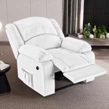 Poltrona do Papai Reclinável Sala de Cinema Madrid Power Elétrica PU Branco  G23