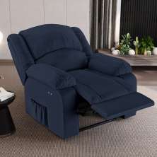 Poltrona do Papai Reclinável Sala de Cinema Madrid Power Touch Massagem USB PU Azul  G23