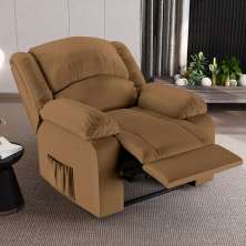 Poltrona do Papai Reclinável Sala de Cinema Madrid Power Touch Massagem USB PU Caramelo  G23