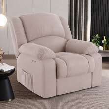 Poltrona do Papai Reclinável Sala de Cinema Madrid Power Touch Massagem USB Veludo Rosê  G23
