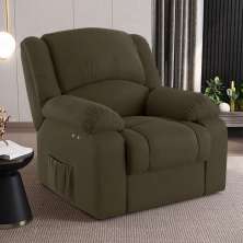 Poltrona do Papai Reclinável Sala de Cinema Madrid Power Touch Massagem USB Veludo Verde Esmeralda  G23
