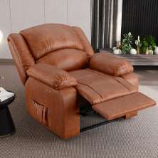 Poltrona do Papai Reclinável Sala de Cinema Madrid Power Touch PU Caramelo Brilho  G26