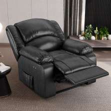 Poltrona do Papai Reclinável Sala de Cinema Madrid Power Touch PU Preto Brilho  G26