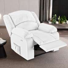 Poltrona do Papai Reclinável Sala de Cinema Madrid Power Touch USB PU Branco  G23
