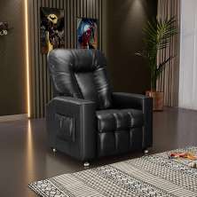 Poltrona do Papai Reclinável Sala de Cinema Pequim Manual PU Preto G23 - Gran Belo