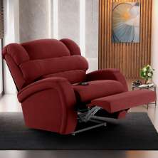 Poltrona do Papai Sala de Cinema Reclinável Kylie Controle Power Elétrico USB Veludo Vermelho G23