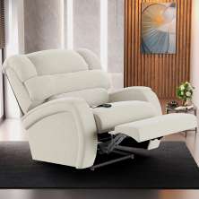 Poltrona do Papai Sala de Cinema Reclinável Kylie Controle Power Elétrico Veludo Bege G23