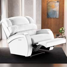 Poltrona do Papai Sala de Cinema Reclinável Kylie Elétrica Botão com Led Massagem USB PU Branco G23