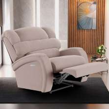 Poltrona do Papai Sala de Cinema Reclinável Kylie Elétrica Botão com Led Massagem USB Veludo Rosê G23